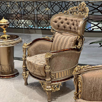 Canapé de luxe français en bois massif sculpté, style palais européen, feuille d'or, personnalisable pour villa, salon, mobilier de maison