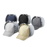 Chapeau de trappeur en velours côtelé de qualité supérieure, doublé de fausse fourrure, chapeau d'hiver chaud avec protection pour les oreilles, casquette de bombardier pour la chasse et le camping