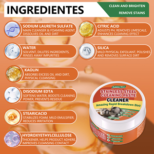 Pâte Nettoyante en Acier Inoxydable - Détachant de la Rouille et de la Graisse Brûlée pour Casseroles et Poêles, Polissage et Restauration Écologique des Métaux avec Éponge - Product Image 6