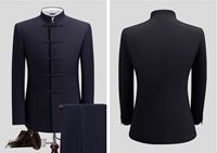 Costume de style chinois à col montant pour homme, ensemble deux pièces, costume Tang, robe de mariage