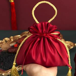 Luxury <b>Satin</b> Drawstring Bags With Tassel and Hanging Ornaments Hand Gift Candy Pouch for <b>Wedding</b> Birthday - Product Image 5