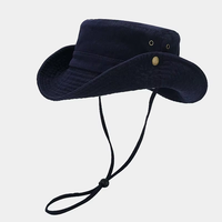 Grote Rand Denim Emmer Hoed Met Geborduurd Logo Grote Rand Gewassen Katoenen Emmer Hoeden Voor Dagelijks Gebruik