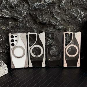 Lujosa funda de teléfono <span class=keywords><strong>Samsung</strong></span> S25 Ultra360 ° con soporte giratorio Metal de aluminio sin marco <span class=keywords><strong>Samsung</strong></span> S24 S23 funda de teléfono Ultra transparente - Product Image 6