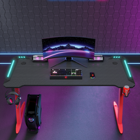 Yizhuo — bureau d'ordinateur en forme de Z, couleur noir ou rouge, Style de course, Pc de bureau, Gaming, lumière RGB, pour Gamer