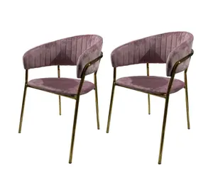 Modern Elegant Solid Sturdy Tufted Velvet Upholstered Banquet Nail Salon Home Dining Chairs with Metal Legs