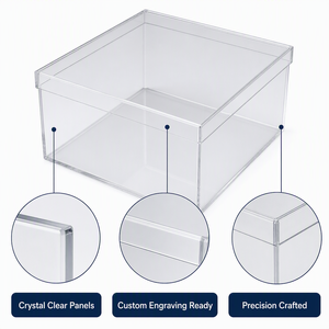 Caja de Regalo Acrílica Transparente con Tapa Acrílica a Juego, Grabado de Nombre Personalizado, Recuerdo Hecho a Mano, Moderno, para Boda o <span class=keywords><strong>Bautizo</strong></span> - Product Image 2