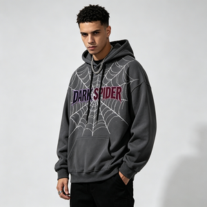 <span class=keywords><strong>Felpa</strong></span> con Cappuccio Personalizzata con Stampa <span class=keywords><strong>Ragno</strong></span>, Oversize, Streetwear da <span class=keywords><strong>Uomo</strong></span>, Stampa Serigrafica 100% Cotone - Product Image 2