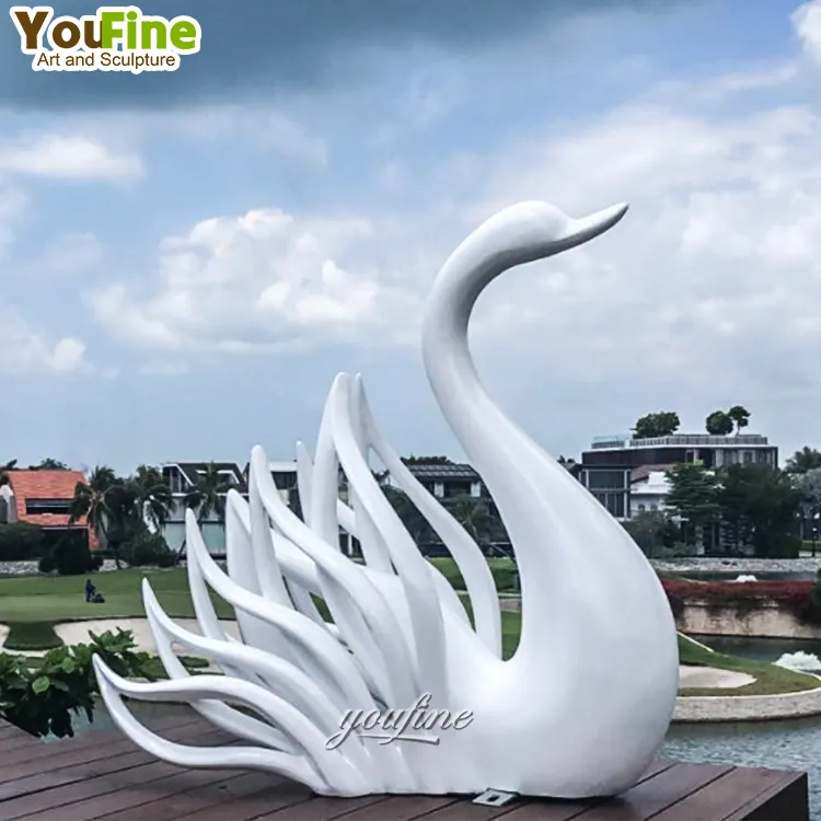 Custom Size Outdoor Stainless Steel Animal Swan Metal Statue