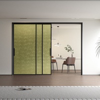 Porte de séparation en verre minimaliste, porte coulissante à trois sections pour cuisine, balcon, salon, salle de thé, sur mesure