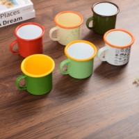 Mug de camping réutilisable et portable en émail, avec logo personnalisé imprimé par sublimation, motif dessin animé, écologique, avec poignée, grand format, pour la rentrée scolaire