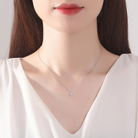 Hxjkc INS — bijoux en argent sterling 925 pour femmes, collier avec chaîne à maillons en diamant, pierre précieuse carrée en zircon, pendentif en croix