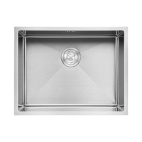 Évier de cuisine encastré moderne en acier inoxydable 304 brossé 54x44cm avec vidange et trop-plein