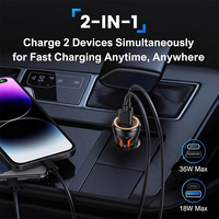 Cargador de Coche REMAX CC05 de 54W, Aleación de Zinc, USB-C y USB-A, con Luz LED, QC3.0, Doble Puerto, Carga Rápida