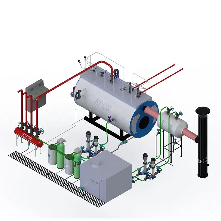 غلاية بخار تعمل بالوقود والغاز آلية بالكامل من EPCB بكفاءة حرارية تبلغ 96%