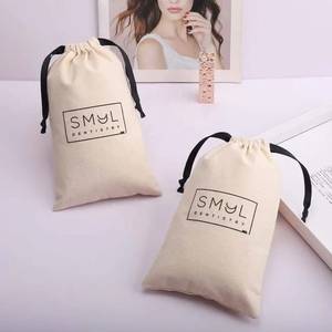 Pochette de maquillage en toile de coton de haute qualité avec cordon de serrage, sac cadeau anti-poussière en toile pour rouge à lèvres - Product Image 3