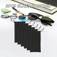 6 pochettes rectangulaires en microfibre pour lunettes de vue et de soleil avec cordon de serrage, pochette de rangement pour téléphone portable 7,1 " x 3,5 "