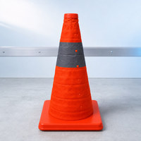 Cône de signalisation rétractable haute visibilité pour parkings, travaux routiers et chantiers de construction