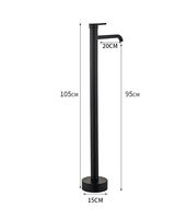 Grifo de suelo negro de cobre puro con válvula cerámica para lavabo, bañera, ducha vertical y bañera de madera, con agua fría y caliente, de montaje en borde.