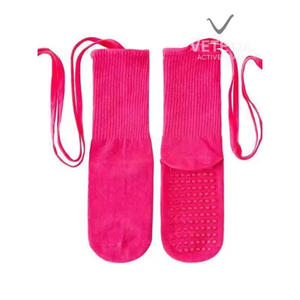 Custom Fuchsia Pink Non-Slip Cotton <b>Socks</b> Plain with Strips 1 Pair Wholesale High Quality - Product Image 5