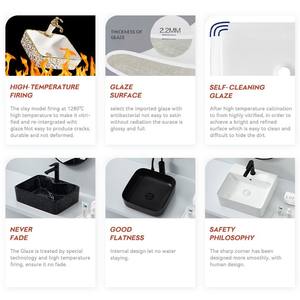 Sanitario de Forma Ovalada, Lavabo de Cerámica Negro Mate, Lavabo Sobre Encimera para Baño, Precio Económico - Product Image 5