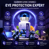 Suplemen Kesehatan Vitamin C Qidan Private Label OEM Bulk Blueberry Lutein Murni untuk Mendukung Kesehatan Mata dan Jantung, Kapsul Lutein untuk Penglihatan Jernih