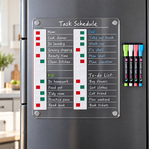 Tableau d'affichage magnétique en acrylique transparent personnalisé pour réfrigérateur, effaçable, pour notes et planning hebdomadaire - Vente en gros - Product Image 2