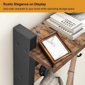 Étagère murale de 42,5 cm avec crochet, porte-manteau en bois avec étagère, support mural pour suspendre les vêtements, étagère suspendue pour l'entrée - Product Image 3