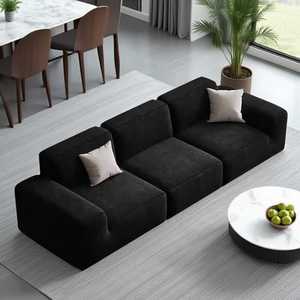 Canapés compressés modernes en tissu velours côtelé chenille noire sans cadre éponge pour salon, <span class=keywords><strong>canapé</strong></span> à compression sous vide - Product Image 4
