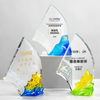 Plaques en cristal émaillé artisanales en gros, polies et gravées au laser, technique traditionnelle, pour récompenses annuelles de compétitions sportives