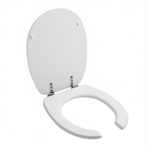 Asiento de Inodoro Suspendido de Pared, 48 cm de Largo, 39 cm de Ancho, Plástico Blanco con Bisagras Metálicas para Inodoros Estándar - Product Image 2