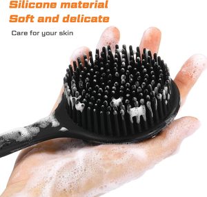 Cepillo de silicona ergonómico de mango largo para espalda, para ducha - Cepillo corporal exfoliante de doble cara - Limpieza profunda y masaje - Product Image 3