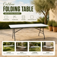 Ensemble de table et chaises rectangulaires en plastique blanc pliables et robustes pour 10 personnes, idéal pour les fêtes de jardin (6ft, 8ft)