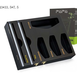 PiliPili Bamboo Wrap Cutter Storage Box 43x33.5x7.5cm Wall Mounted Kitchen Organizer For <b>Foil</b> Plastic Sandwich Bags - Product Image 4