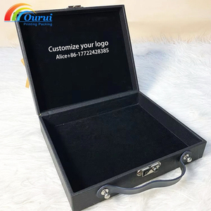 Factory Custom Luxury Wooden Gift Box with Handle, Black PU Leather Surface, Custom Logo Storage Suitcase for Jewelry/<b>Watch</b>/Gift - Product Image 3