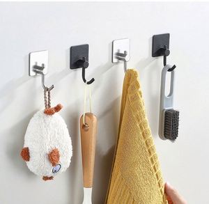 WEKIS Stainless Steel Self-Adhesive Eco-Friendly Multifunction Wall <b>Hook</b> Removable <b>Bathroom</b> Shower Towel Hanger Metal Design - Product Image 1