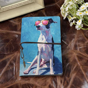 Cahier A6 fait à la main Design vintage fermeture à cravate 160 pages doux <span class=keywords><strong>cadeau</strong></span> d'anniversaire pour <span class=keywords><strong>filleul</strong></span> 16 ans + avec chien portant rose Ti - Product Image 2