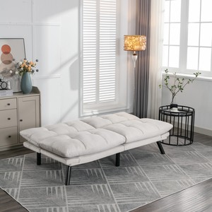 Convertible Folding <b>Sofa</b> Bed 2 Seater Modern Upholstered Sleeper Adjustable Armrests Backrest Space Saving Twin <b>Sofa</b> Apartment - Product Image 3