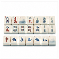 Fichas de Mahjong de Acrílico de Doble Capa, Tema de Olas Oceánicas, Reverso Verde Espuma de Mar, Diseño de Olas Tradicional, Acabado Brillante