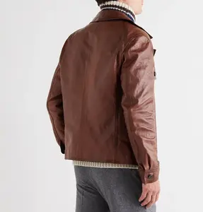Vêtements en <span class=keywords><strong>cuir</strong></span> tendance personnalisés Offre Spéciale hommes Vestes de motard en similicuir originales avec poches fonctionnelles pour hommes - Product Image 4