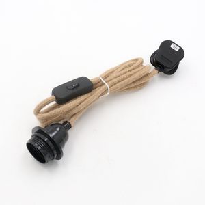 Штекер Великобритании 2-ядерный пеньковый шнур питания с переключателем с держателем лампы, аксессуары для освещения - Product Image 4