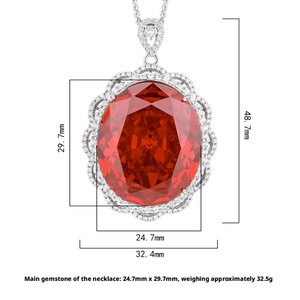 High Quality Eco-friendly Copper Oval Bird Nest Design Red Cubic Zirconia Jewelry Large Gemstone Pendant Necklace for Women Gift - Product Image 2