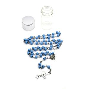 12 개/상자 유리 병 십자가 목걸이 나무 화이트 블루 레드 도매 구슬 보석 묵주 구슬 - Product Image 2