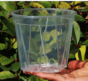 Transparent Plastic Garden <b>Pots</b> Planter with Saucer, Plant <b>Pot</b> Nursery Drainage Hole <b>for</b> House Plants, <b>Herb</b>, Flowers - Product Image 3