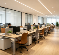 Conception d'intérieur personnalisée pour bureau au deuxième étage avec planification spatiale, aménagement de mobilier pour la direction et la R&D pour bâtiments d'entreprise
