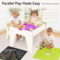 Table d'activités 4-en-1 moderne et minimaliste en bois pour tout-petits et enfants avec 2 chaises, pour les 2-12 ans, avec rangement