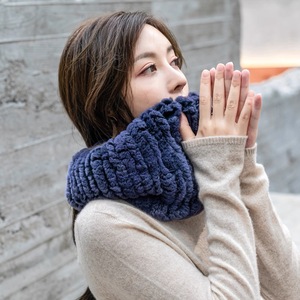 Thời trang của phụ nữ mùa đông <span class=keywords><strong>snood</strong></span> và vai bọc tay dệt kim co giãn Rex Thỏ lông vòng khăn hai mặt - Product Image 2