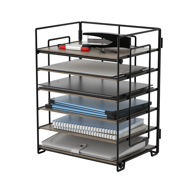 Оптовая продажа, индивидуальный офисный Съемный Черный Металлический и настольный органайзер для хранения документов a4 из МДФ