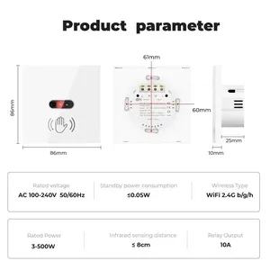 Evelik Alexa kích hoạt Thông Minh Tường chuyển đổi Wifi Cảm biến hồng ngoại đèn Điện On/Off Non-Contact chiếu sáng nhà để xe <span class=keywords><strong>Android</strong></span> - Product Image 5