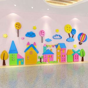 Vinilo Decorativo de Pared 3D de Acrílico con Diseño de Castillo Colorido de Alta Calidad para Dormitorio de Niños, Escuela, Jardín de Infancia - Product Image 2