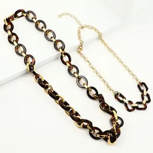 Collier en acétate de tortue, métal de haute qualité avec collier en acétate, collier en résine acrylique pour femmes